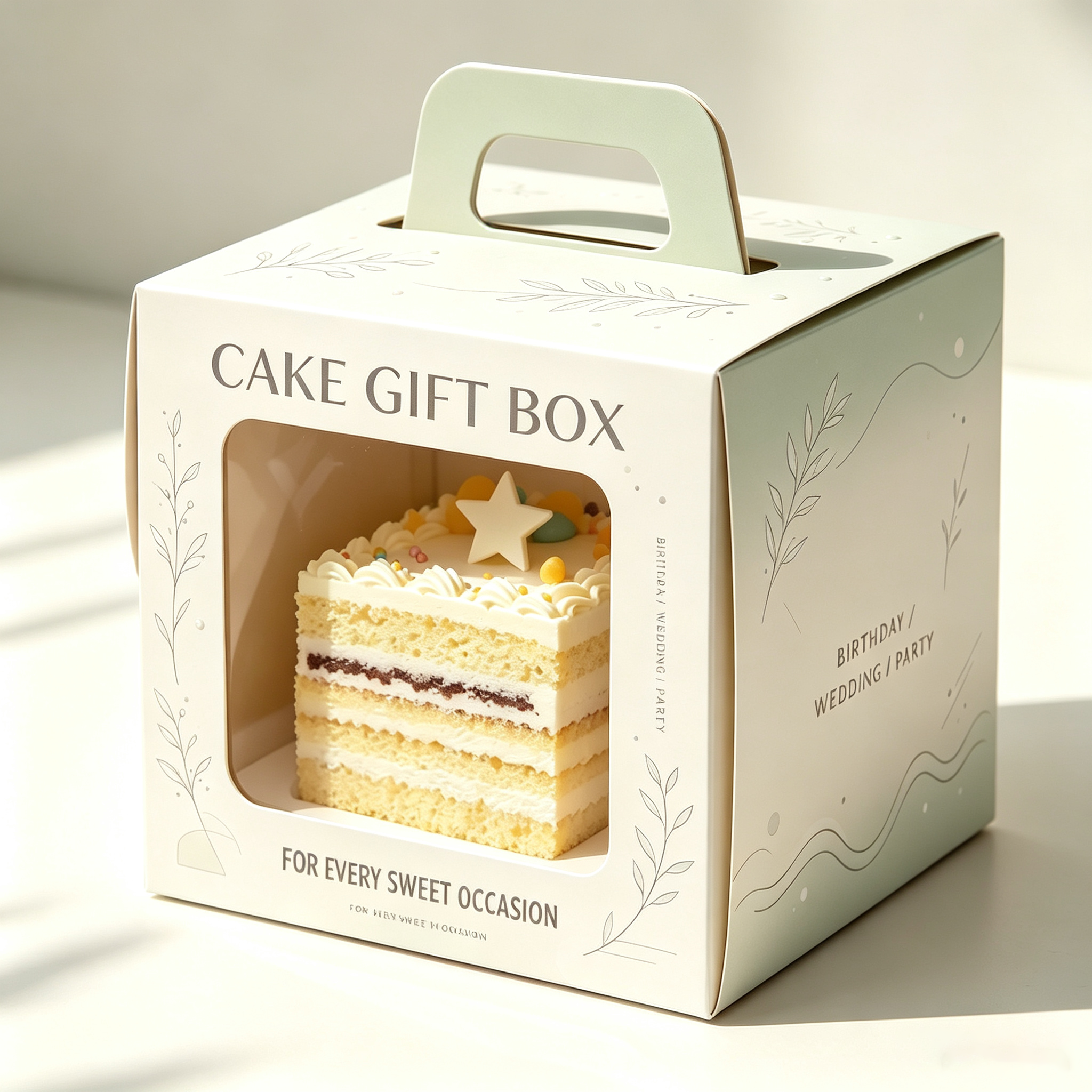 Custom logo Wholesale Paper Packaging Cake Boxes with Handle